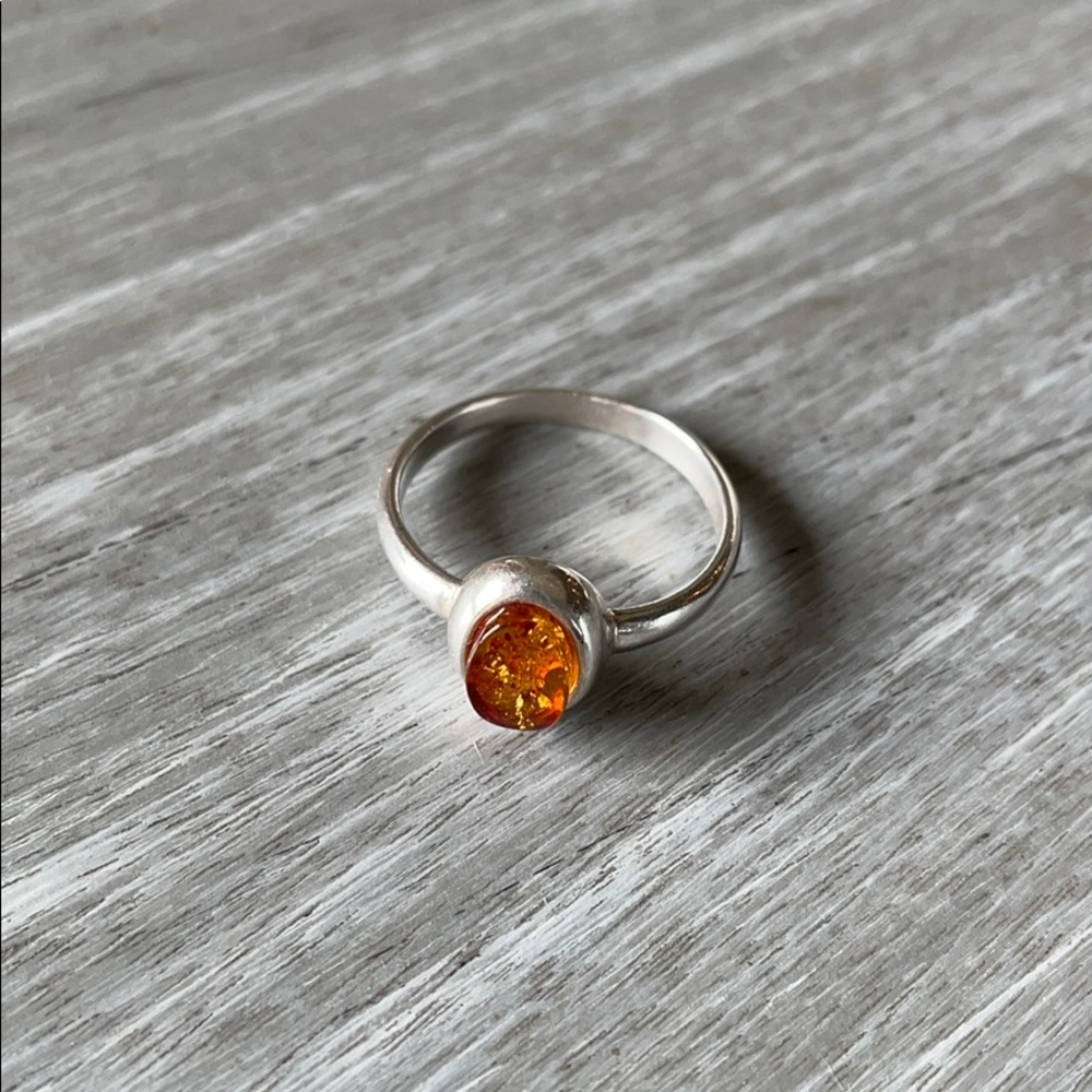 Sterling Silver Amber Ring